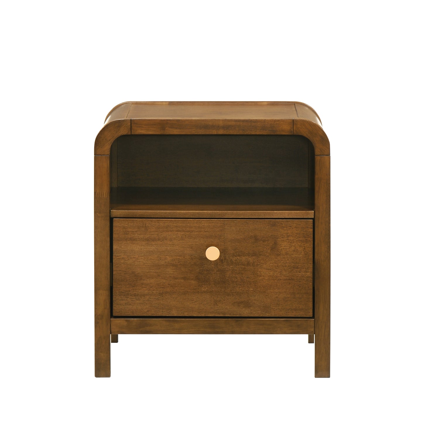 Roundhill Furniture Eldren Wood Bedroom Set, Platform Bed with Dresser, Mirror, and Two Nightstands in Walnut Finish