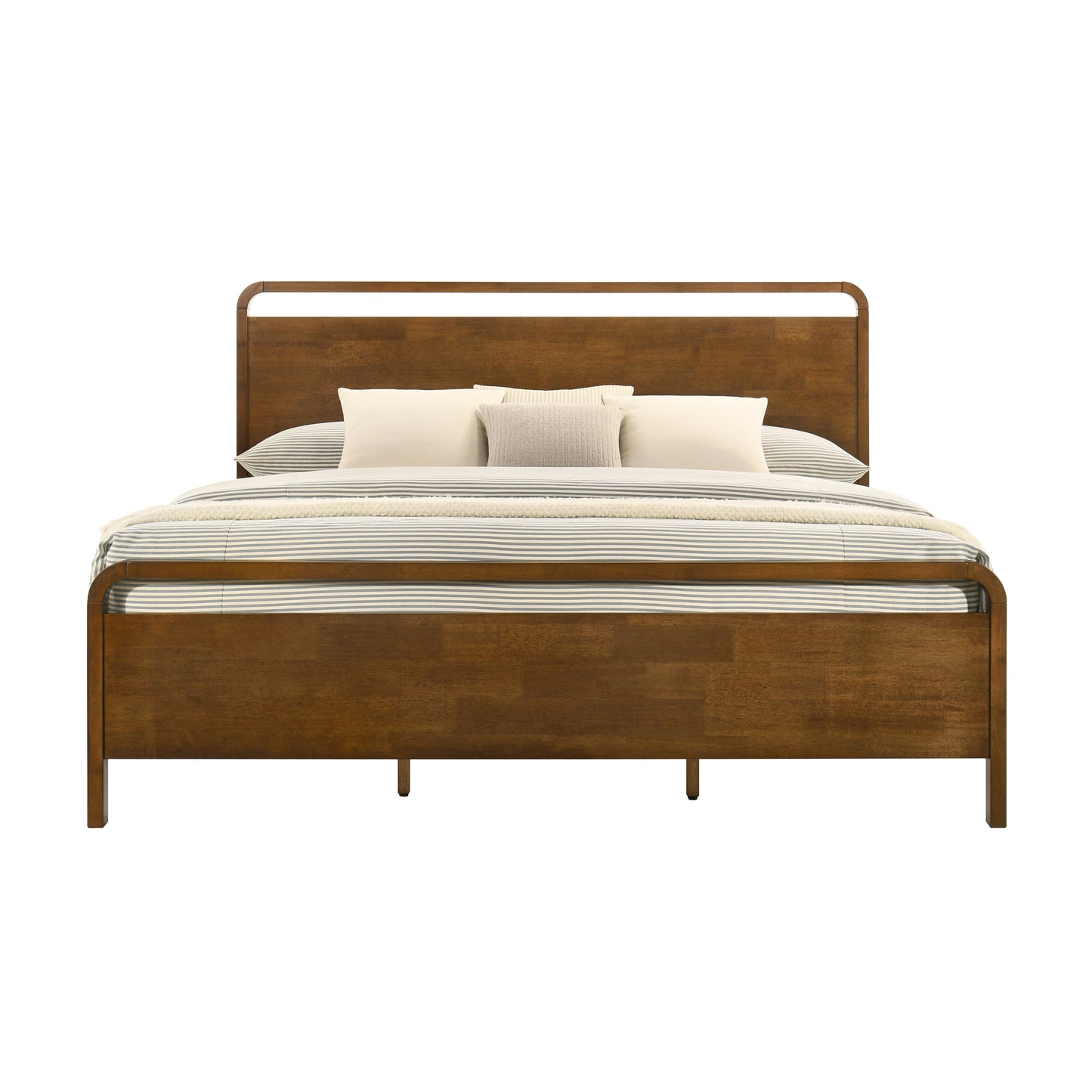 Roundhill Furniture Eldren Wood Bedroom Set, Platform Bed with Two Nightstands in Walnut Finish