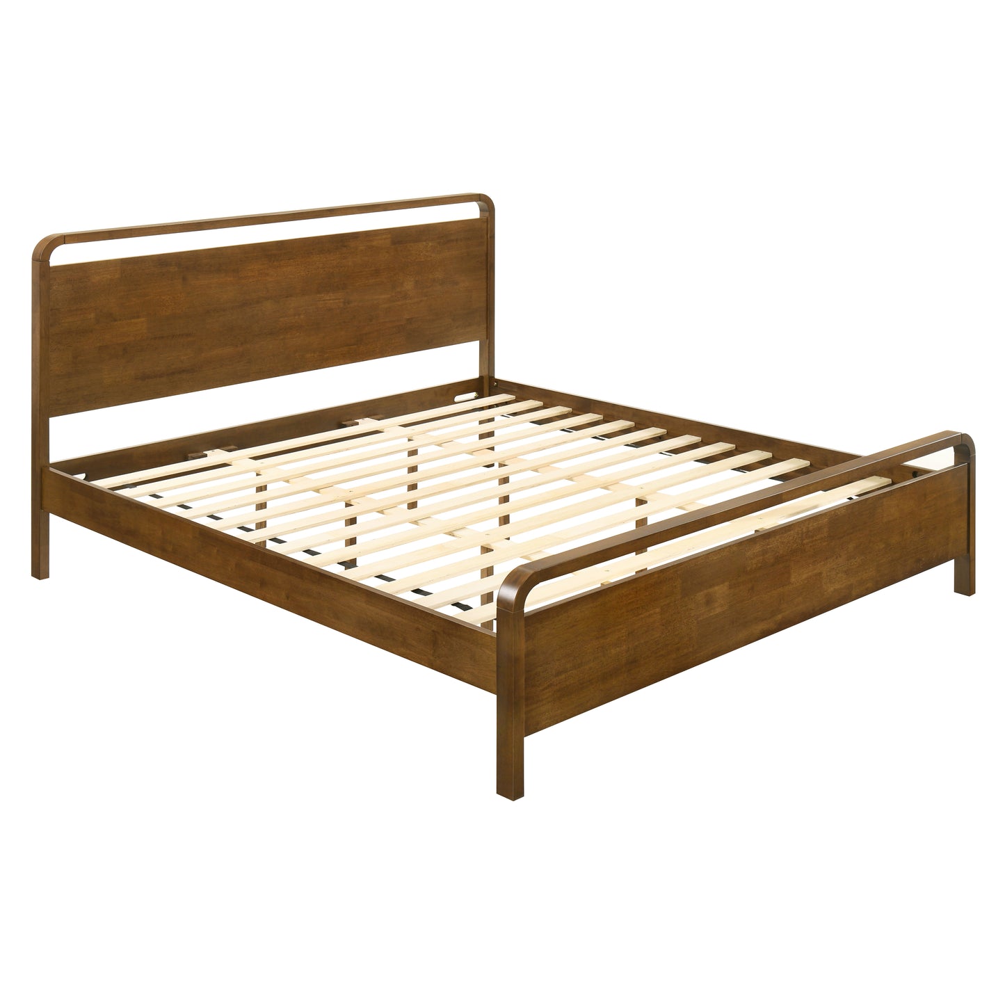 Roundhill Furniture Eldren Wood Platform Bed in Walnut Finish
