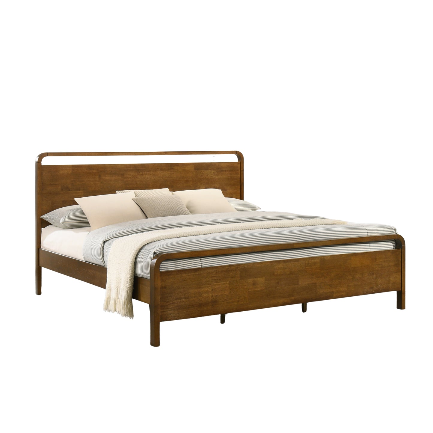Roundhill Furniture Eldren Wood Platform Bed in Walnut Finish
