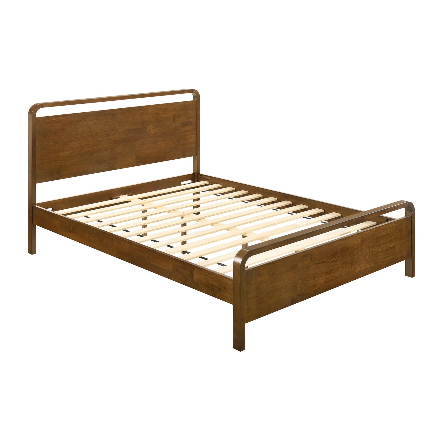 Roundhill Furniture Eldren Wood Platform Bed in Walnut Finish