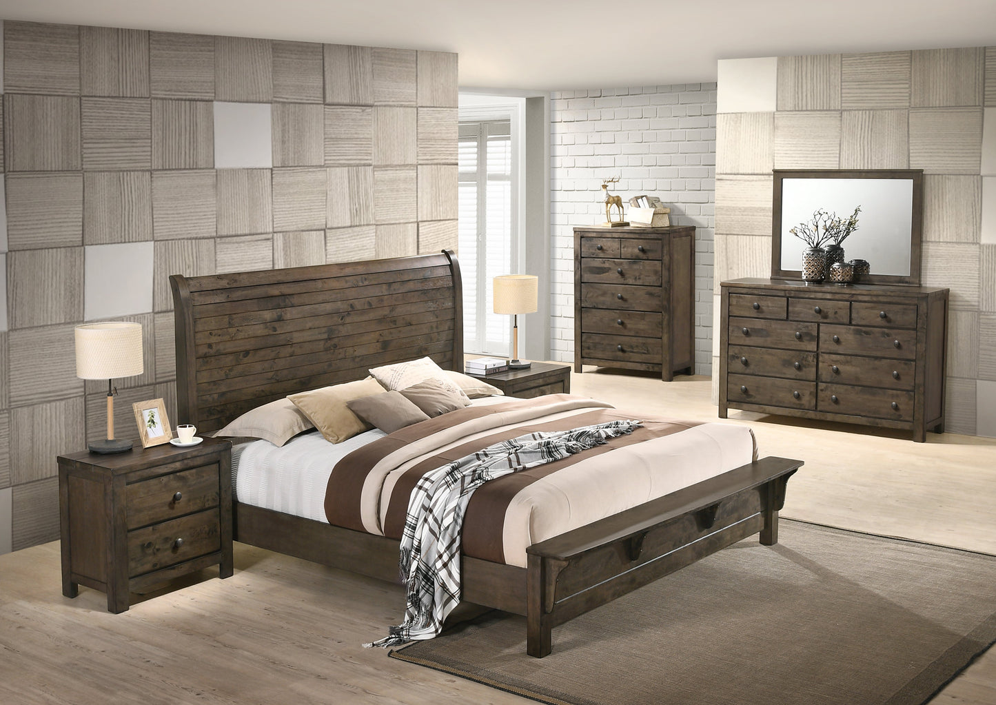 Pavita Rustic Sleigh Bed Collection