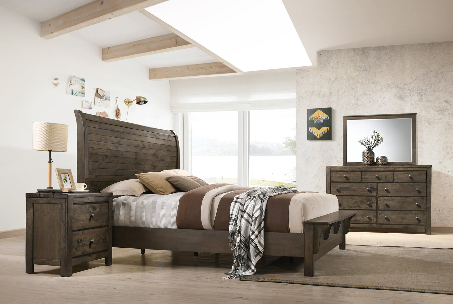 Pavita Rustic Sleigh Bed Collection