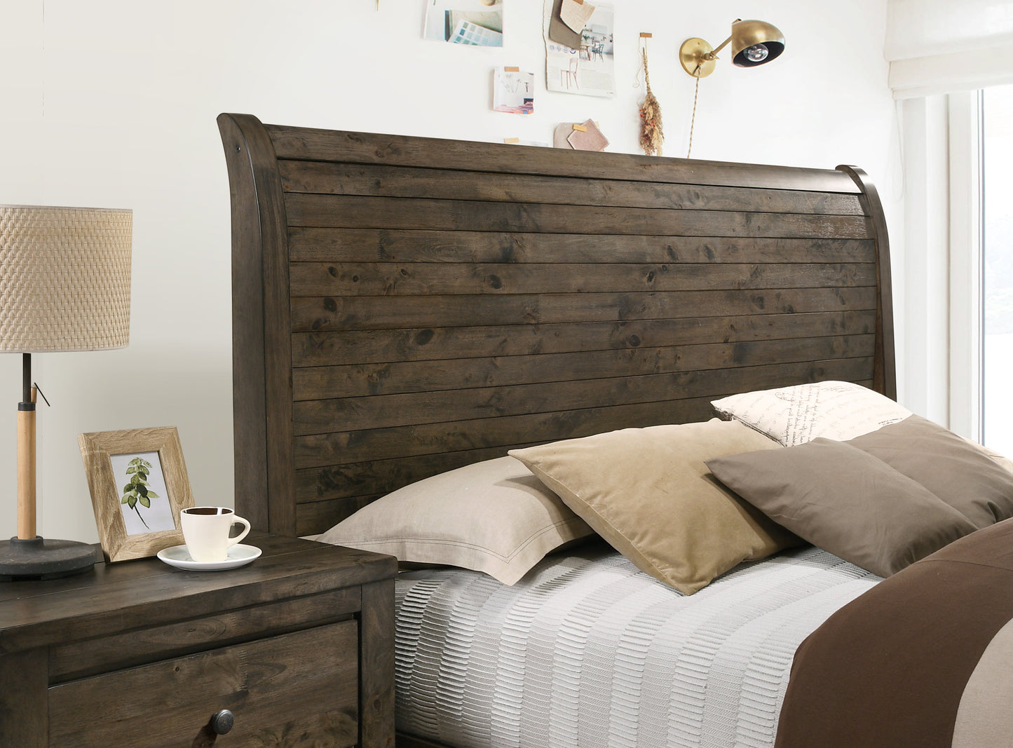 Pavita Rustic Wood Sleigh Bed