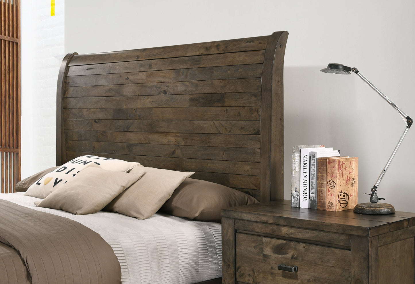 Pavita Rustic Wood Sleigh Bed