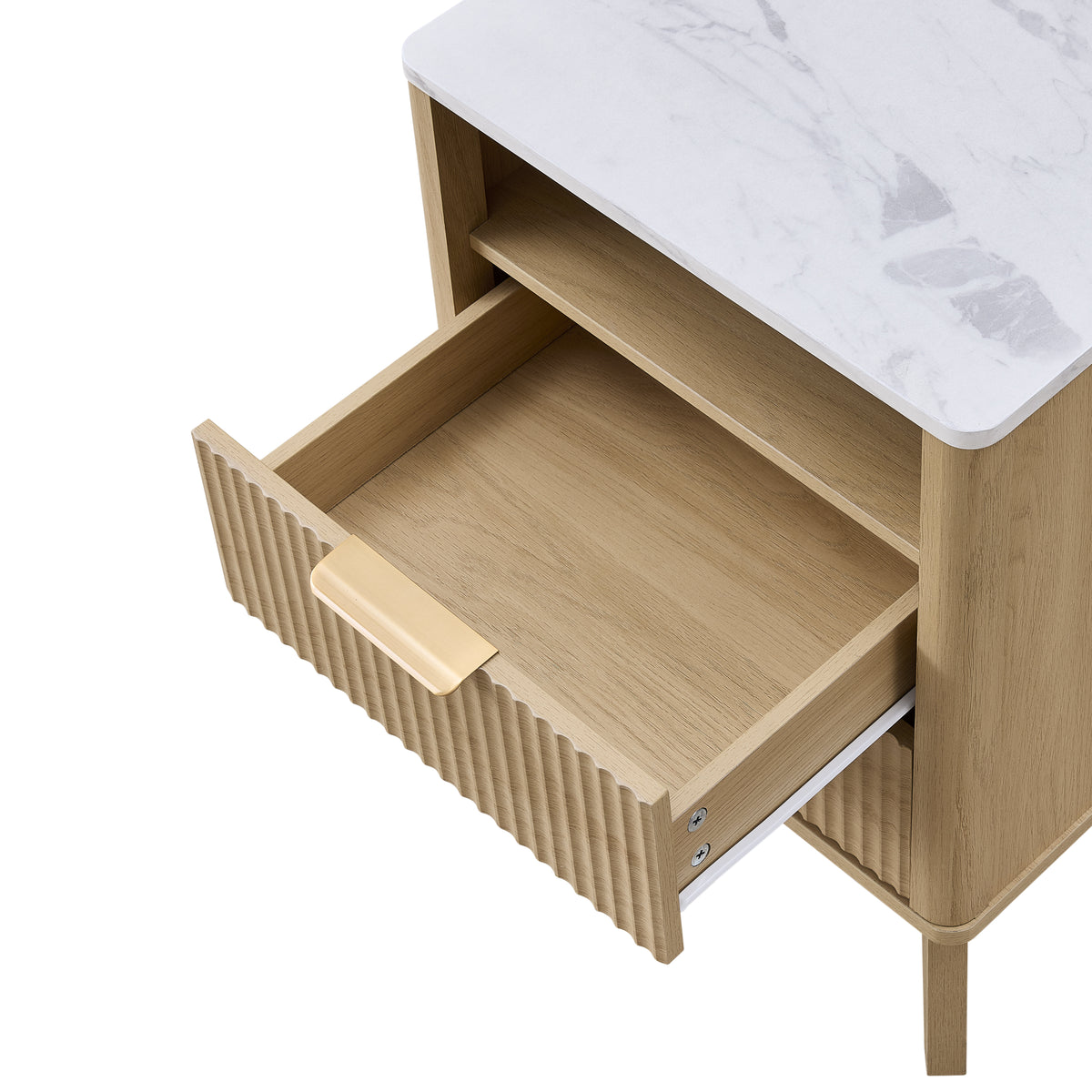 Roundhill Furniture Lyra Mid-Century Modern 2-Drawer Nightstand with Charging Station, Black