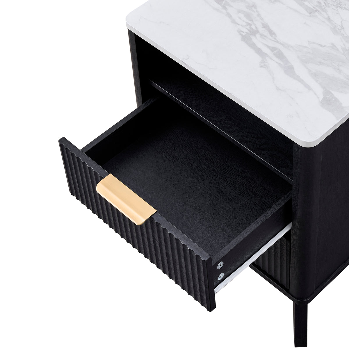 Roundhill Furniture Lyra Mid-Century Modern 2-Drawer Nightstands with Charging Station, Set of 2