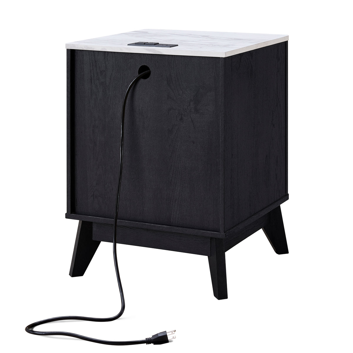 Roundhill Furniture Lyra Mid-Century Modern 2-Drawer Nightstands with Charging Station, Set of 2