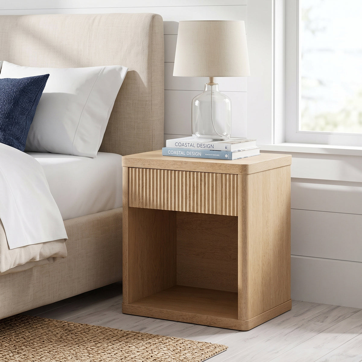 Roundhill Furniture Aria Modern Fluted Nightstand, Side Table
