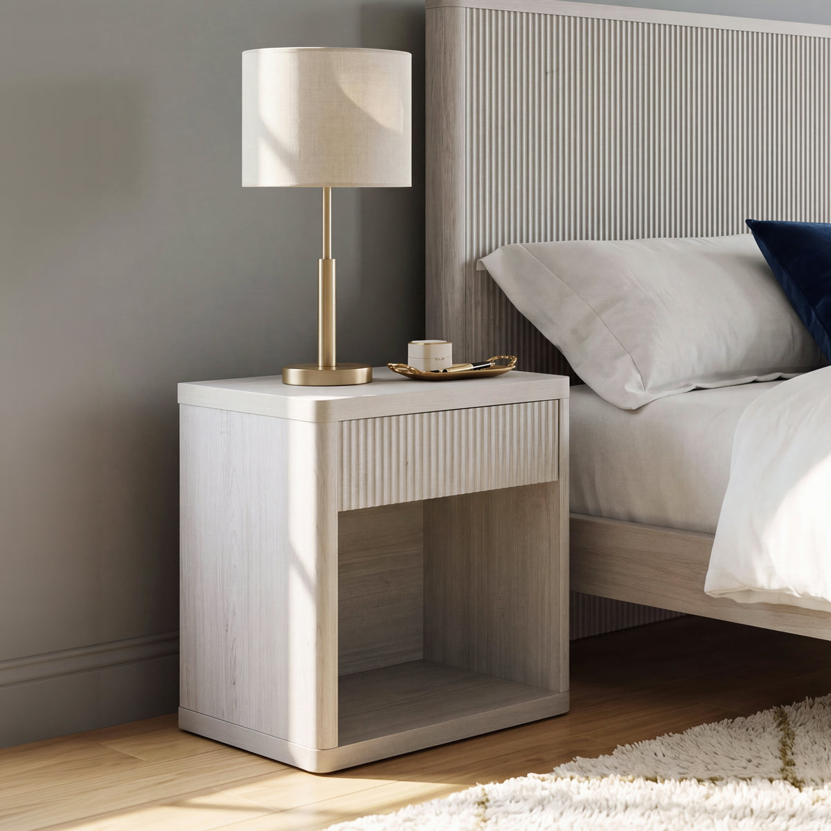 Roundhill Furniture Aria Modern Fluted Nightstand, Side Table
