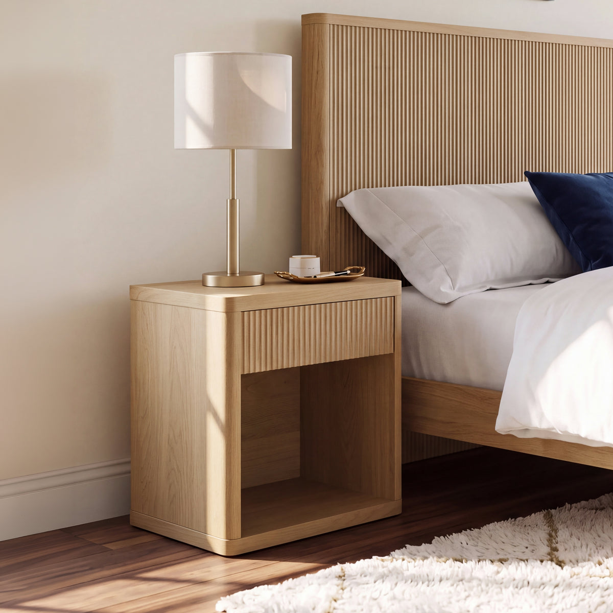 Roundhill Furniture Aria Modern Fluted Nightstand, Side Table