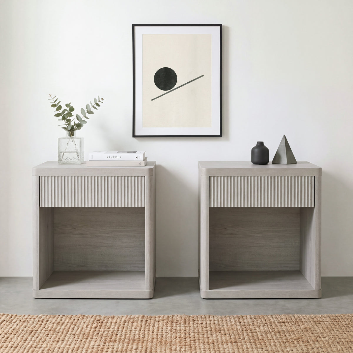 Roundhill Furniture Aria Modern Fluted Nightstand, Side Table