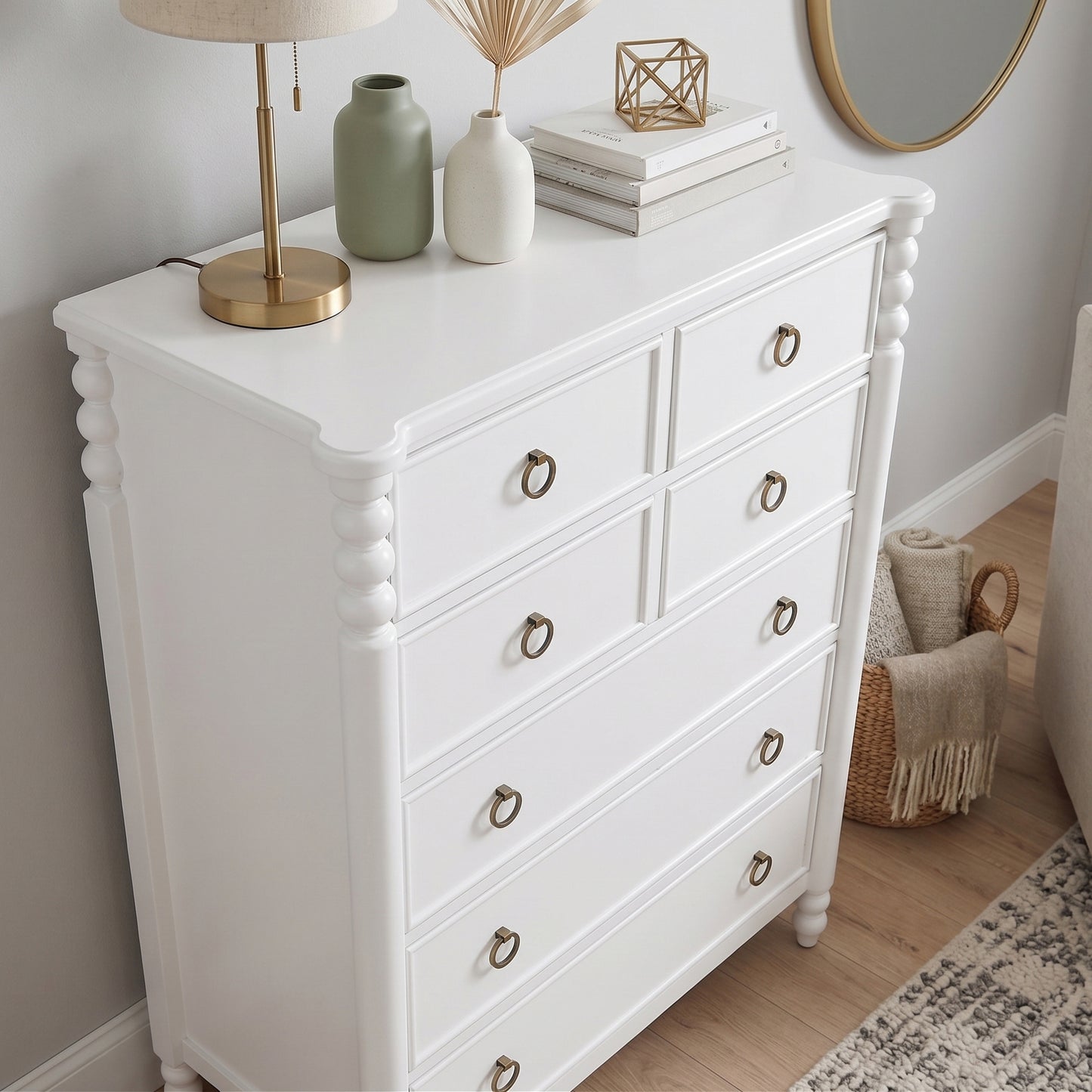 Roundhill Furniture Avellune 5-Drawer Chest, White Finish
