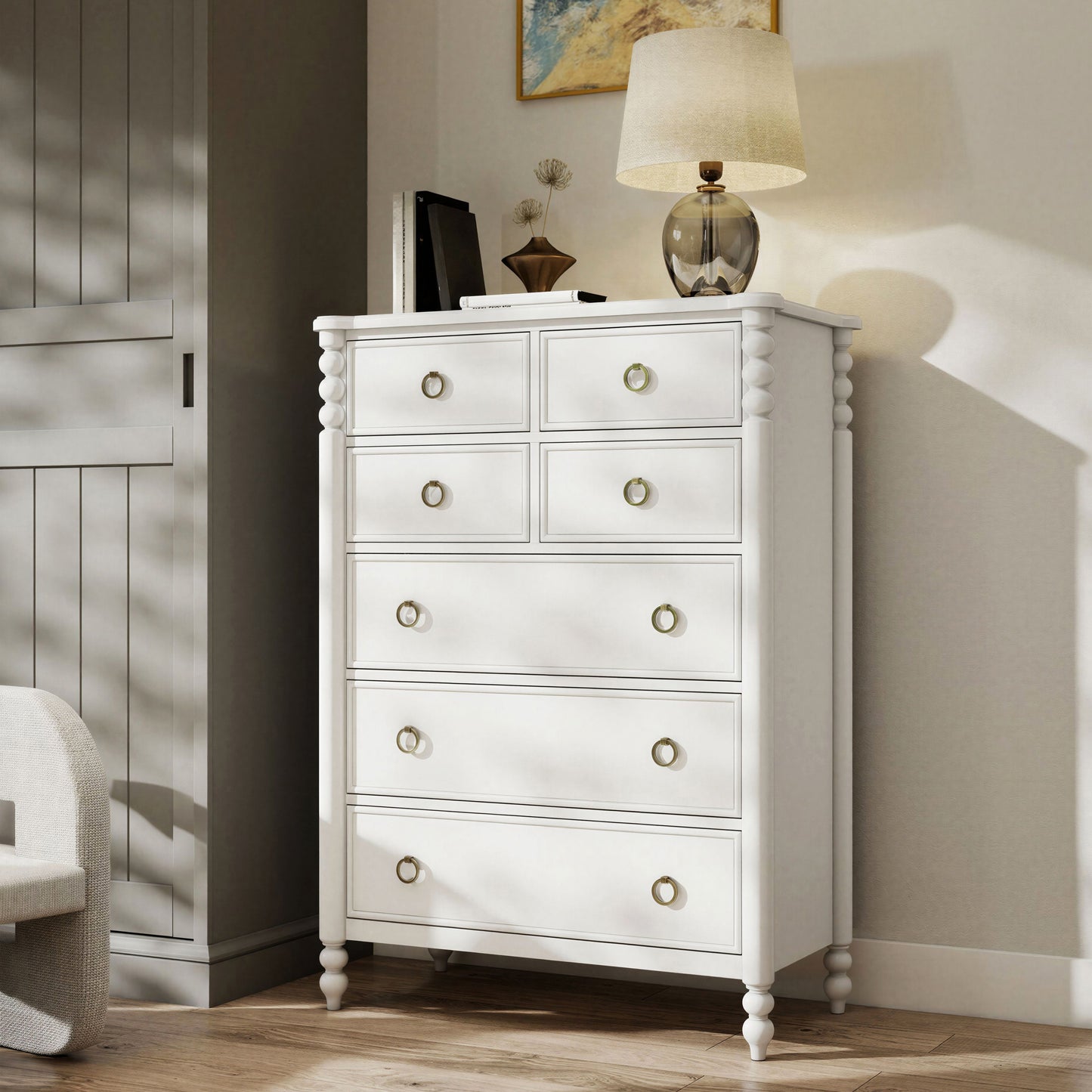 Roundhill Furniture Avellune 5-Drawer Chest, White Finish