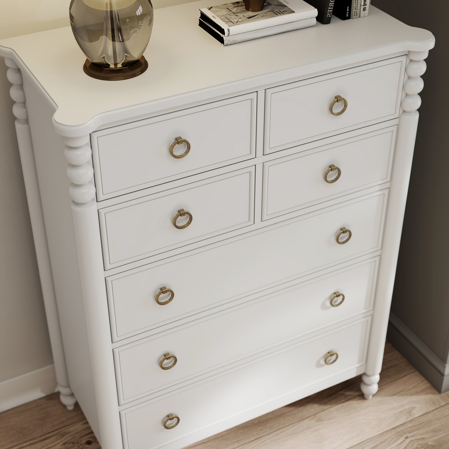 Roundhill Furniture Avellune 5-Drawer Chest, White Finish
