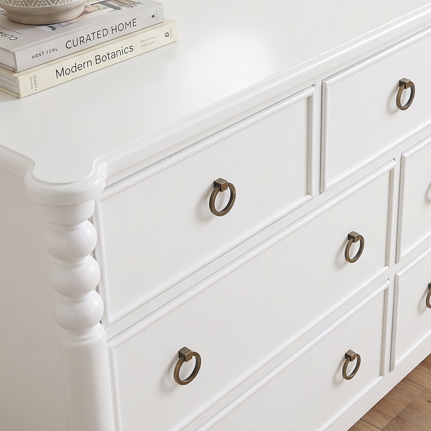Roundhill Furniture Avellune 7-Drawer Dresser with Mirror, White Finish