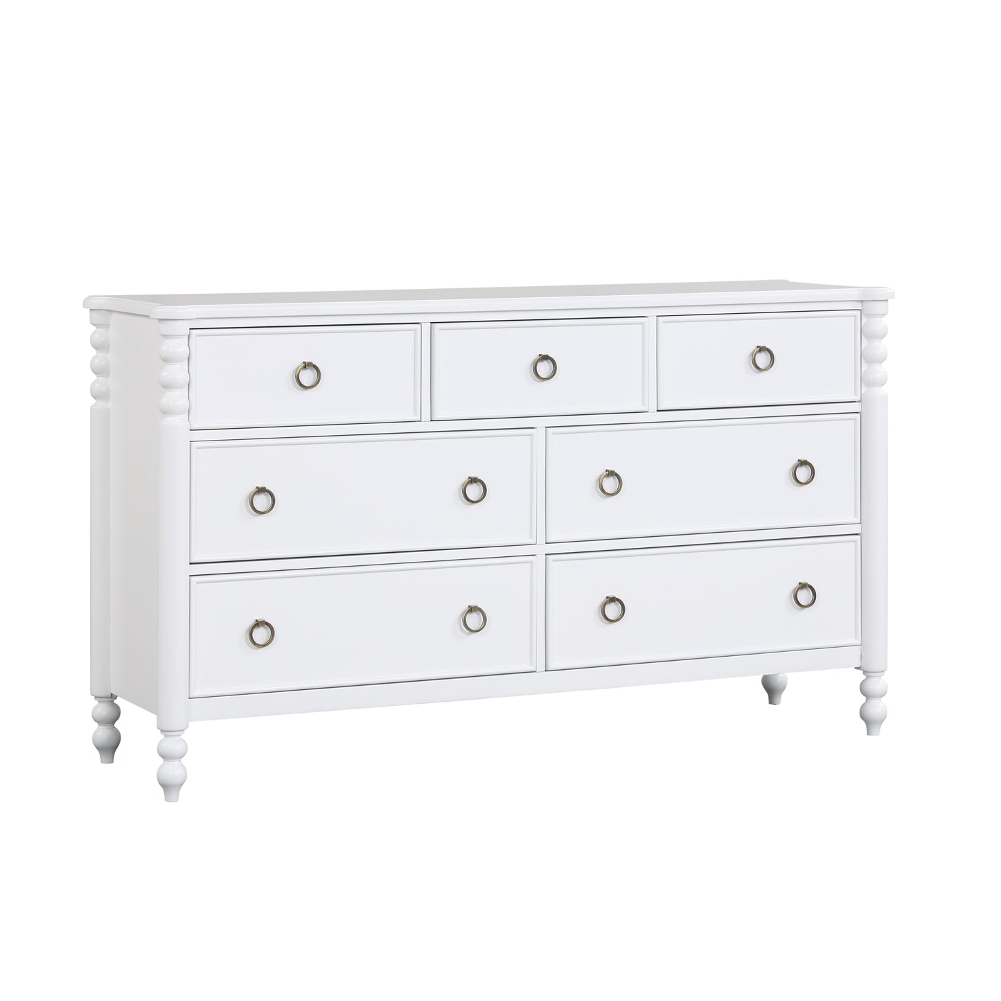 Roundhill Furniture Avellune 7-Drawer Dresser, White Finish