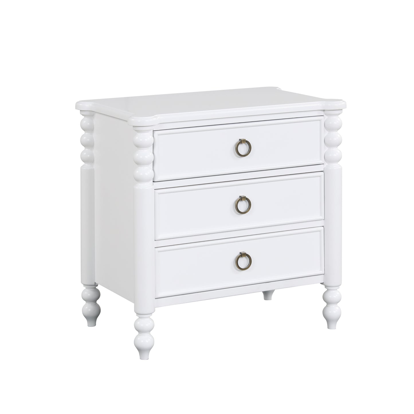 Roundhill Furniture Avellune 3-Drawer Nightstand, White Finish