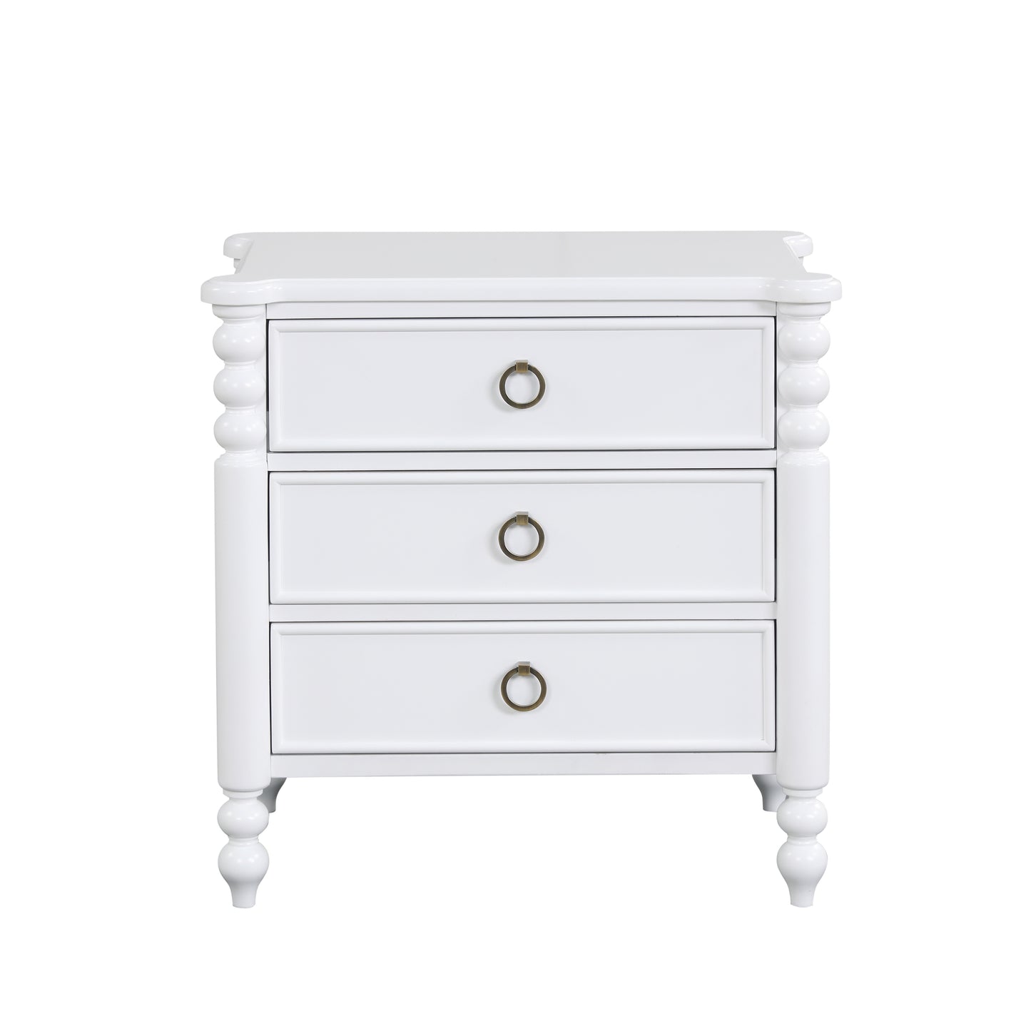 Roundhill Furniture Avellune 3-Drawer Nightstand, White Finish