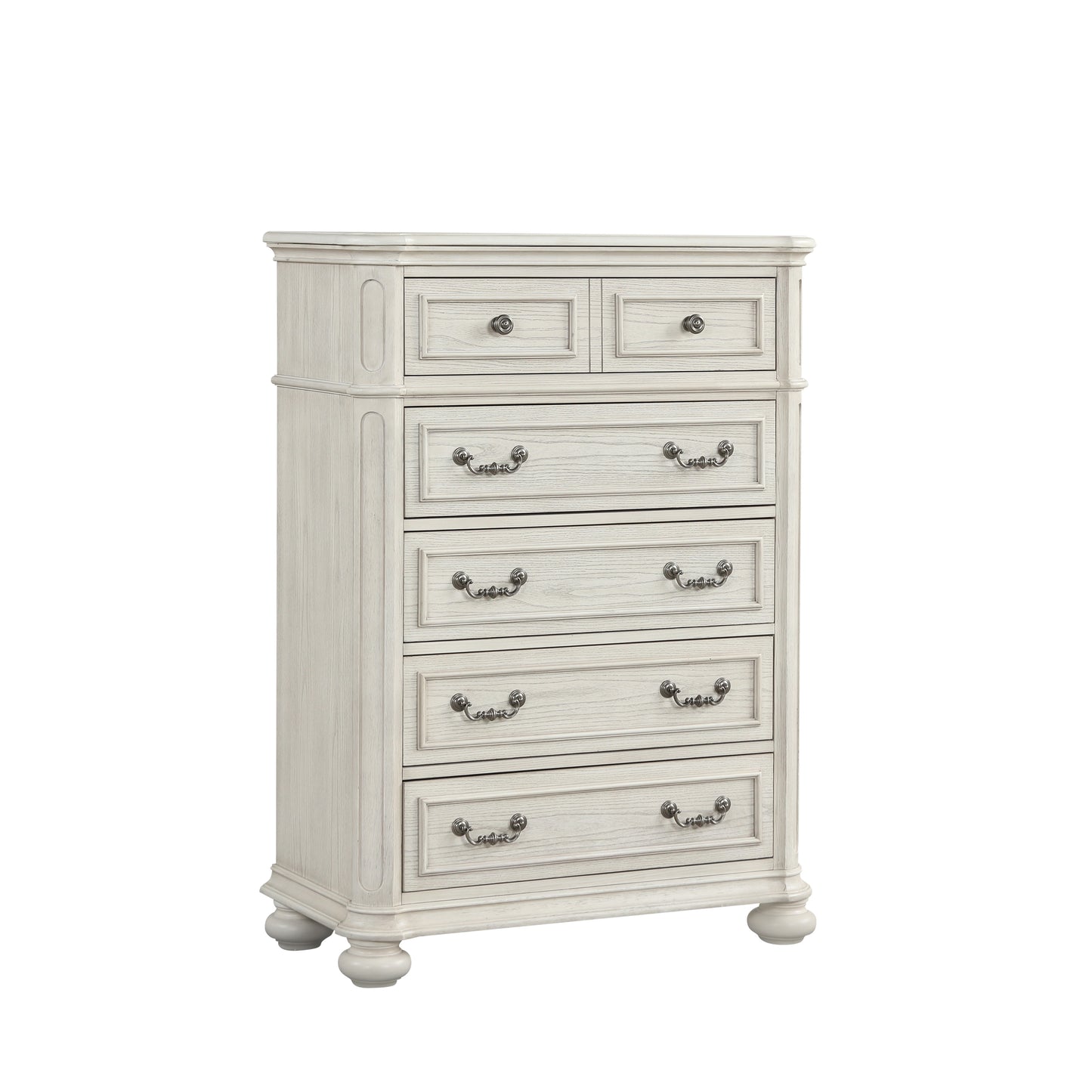 Roundhill Furniture Nelson 5-Drawer Bedroom Chest with Flip-top, Antique White
