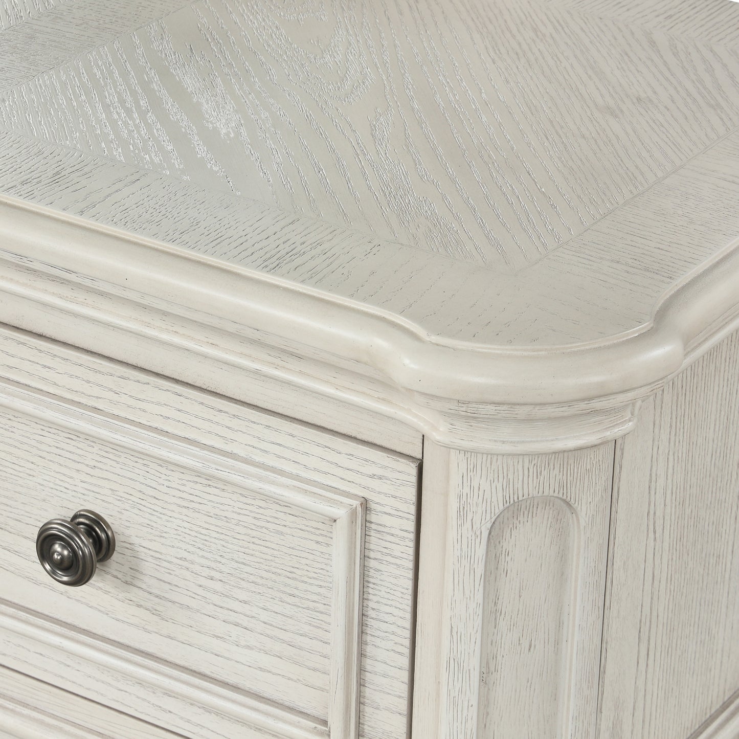Roundhill Furniture Nelson 7-Drawer Bedroom Dresser with Mirror, Antique White