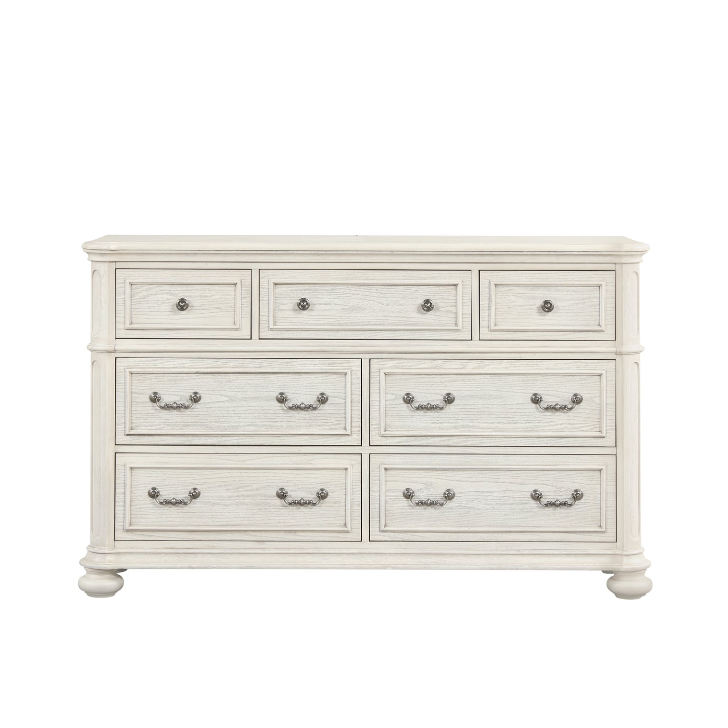 Roundhill Furniture Nelson 7-Drawer Bedroom Dresser, Antique White
