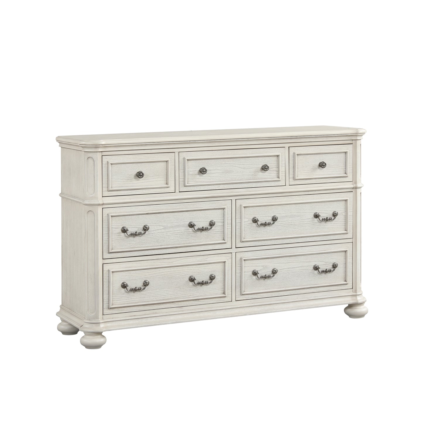 Roundhill Furniture Nelson 7-Drawer Bedroom Dresser, Antique White