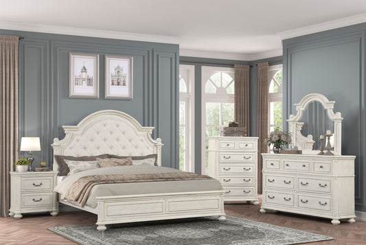 Roundhill Furniture Nelson French Traditional 5-Piece Bedroom Set, Antique White