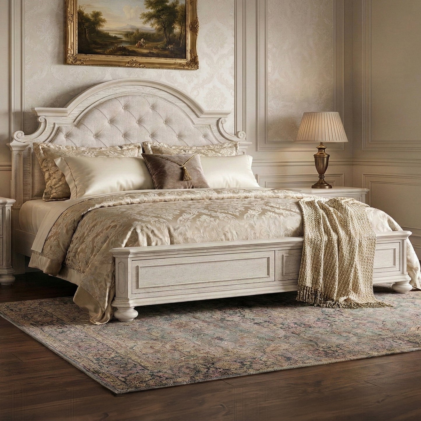 Roundhill Furniture Nelson French Traditional 3-Piece Bedroom Set, Antique White