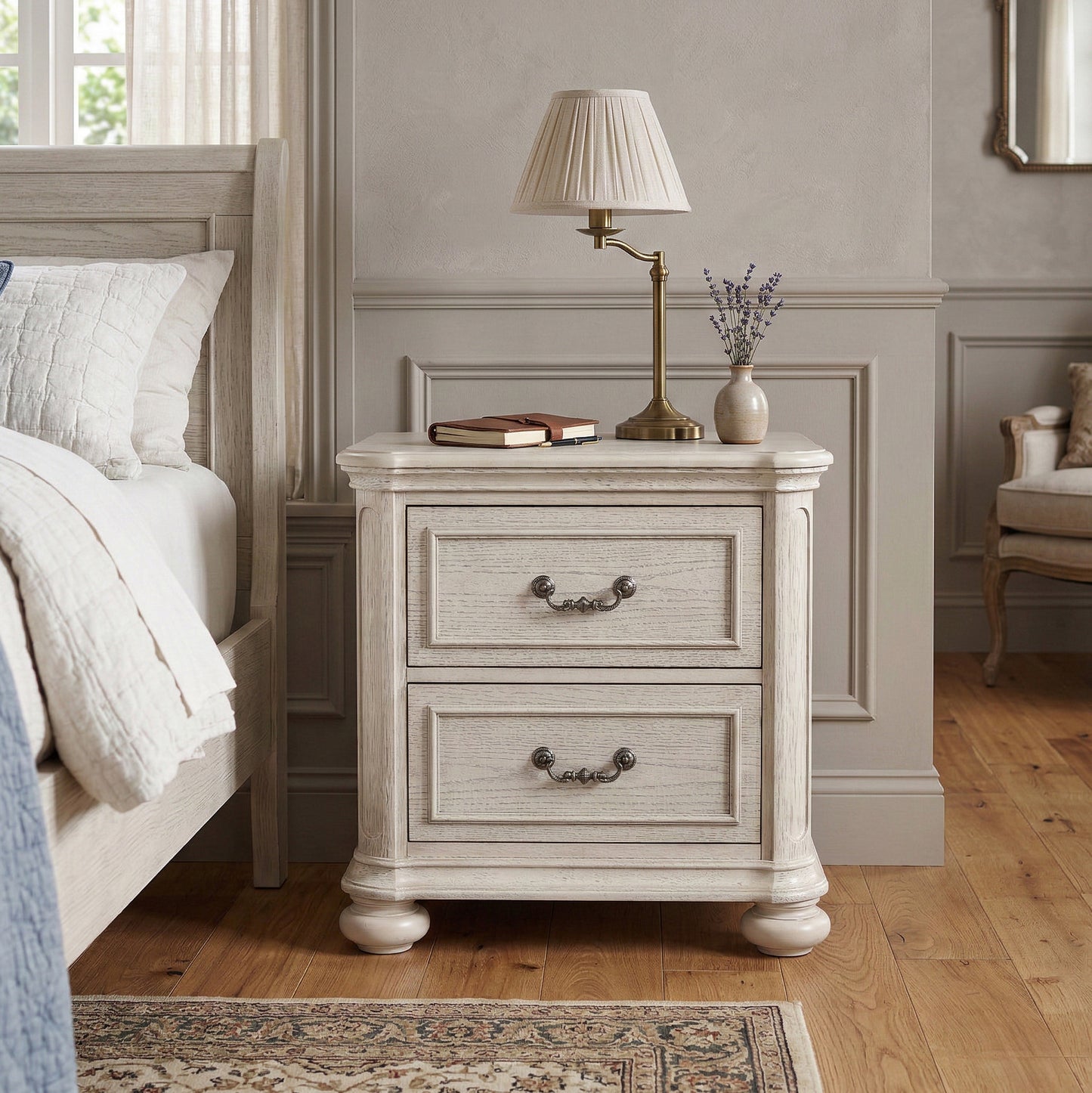 Roundhill Furniture Nelson French Traditional 5-Piece Bedroom Set, Antique White