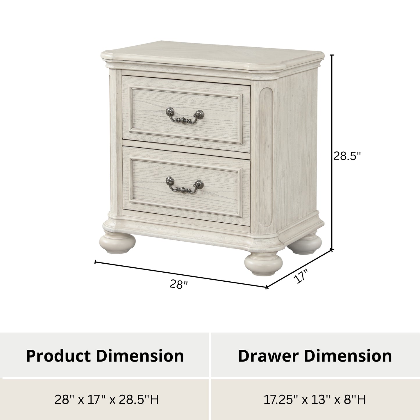 Roundhill Furniture Nelson French Traditional 5-Piece Bedroom Set, Antique White