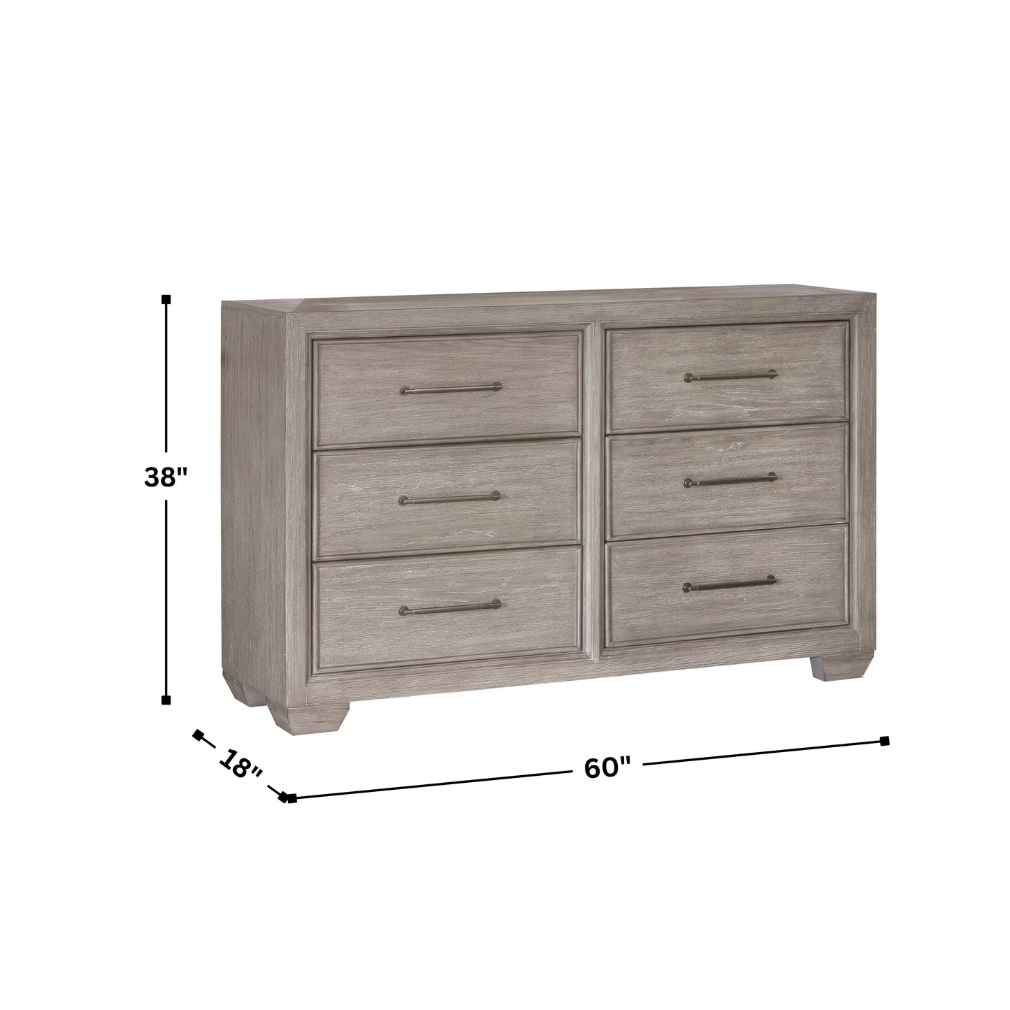 Ennesley Gray Wood 6 Drawers Dresser