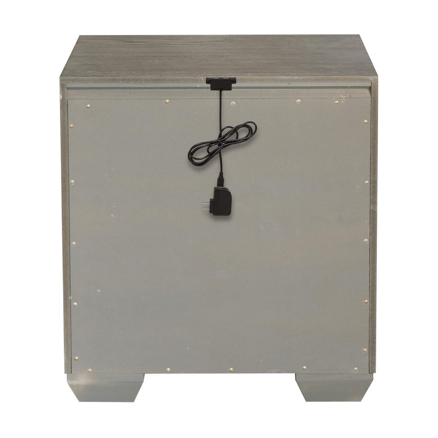 Ennesley Wood 2 Drawers Nightstand with USB Charger, Gray