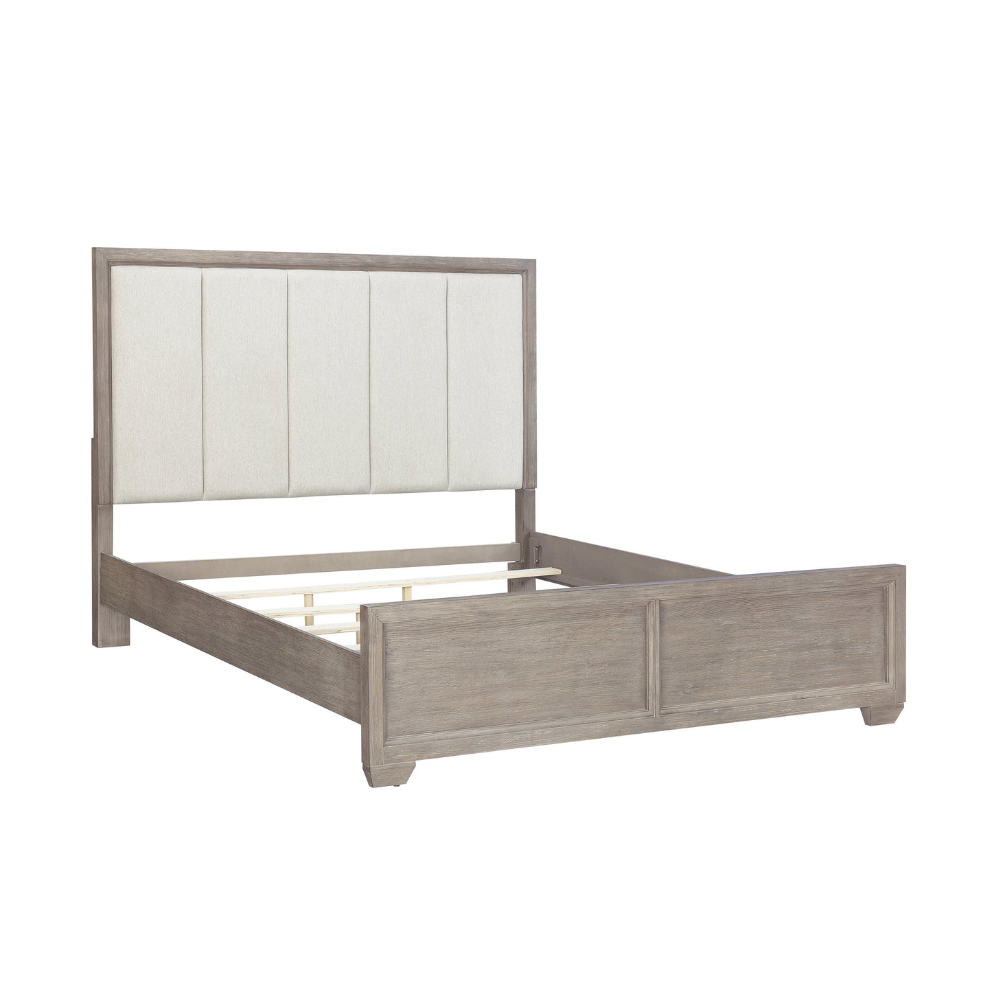 Ennesley Wood Upholstered Panel Bed Frame, Gray