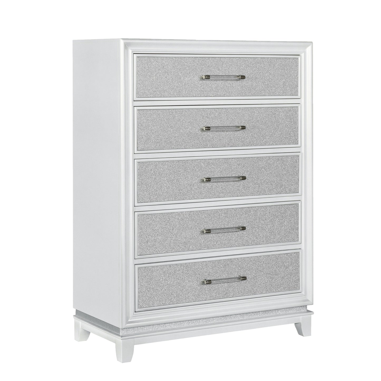 Galaxy 5-Drawer Bedroom Chest with LED Lights, Pearlized White