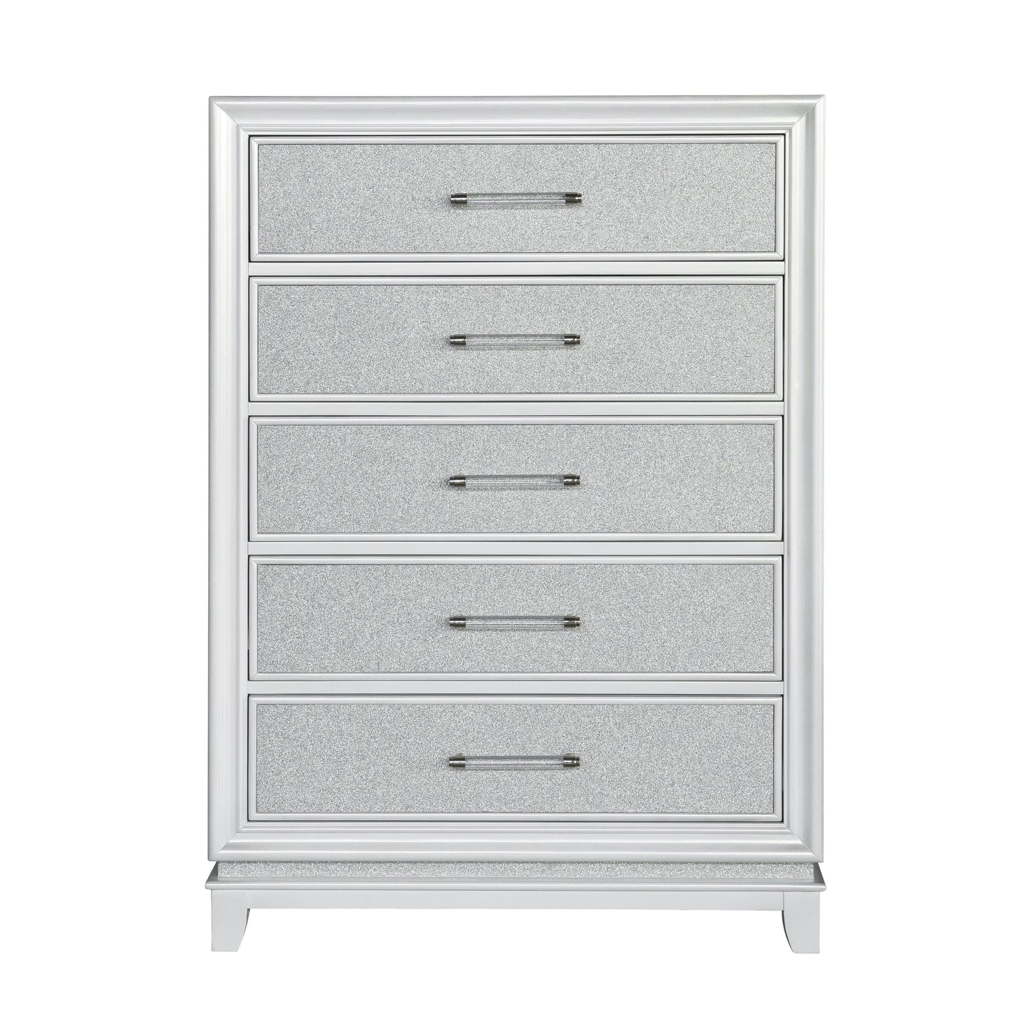 Galaxy 5-Drawer Bedroom Chest with LED Lights, Pearlized White