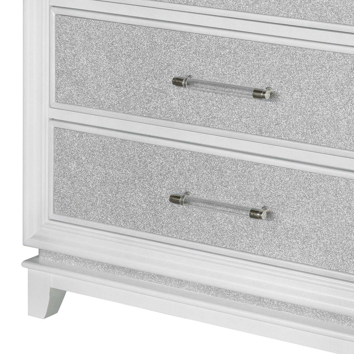 Galaxy 5-Drawer Bedroom Chest with LED Lights, Pearlized White