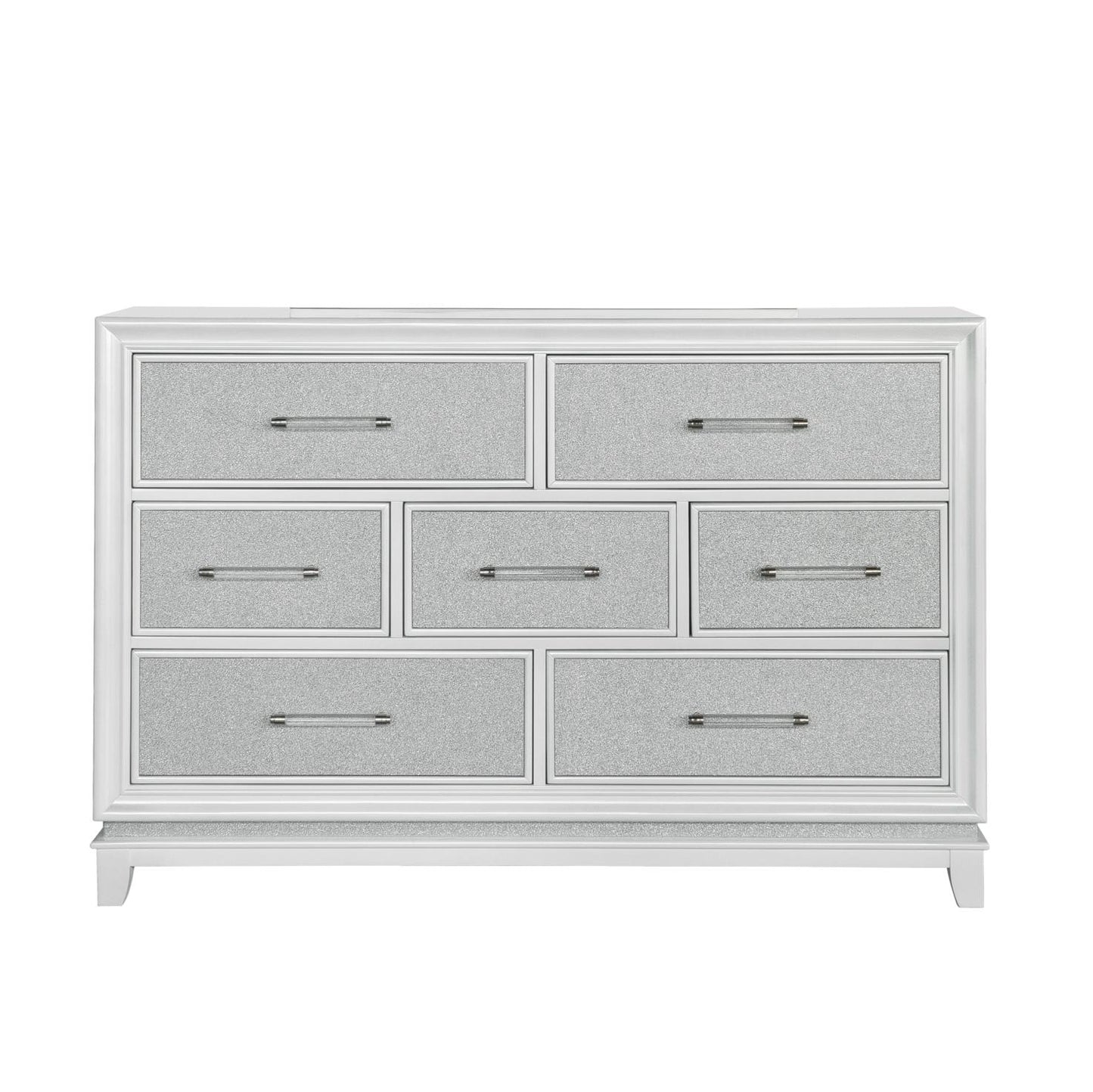 Galaxy 7-Drawer Bedroom Dresser with Mirror, With LED Lights, Pearlized White