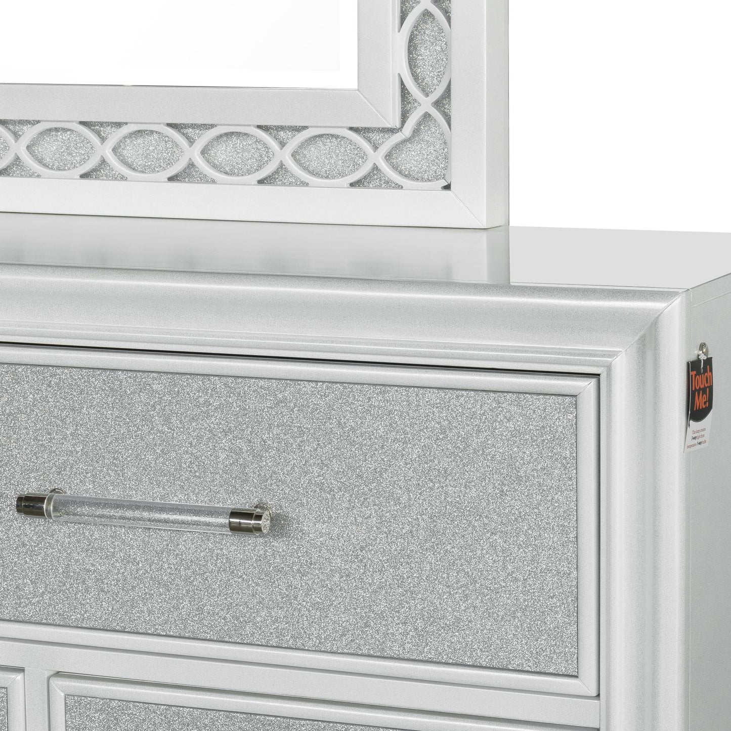 Galaxy 7-Drawer Bedroom Dresser with Mirror, With LED Lights, Pearlized White