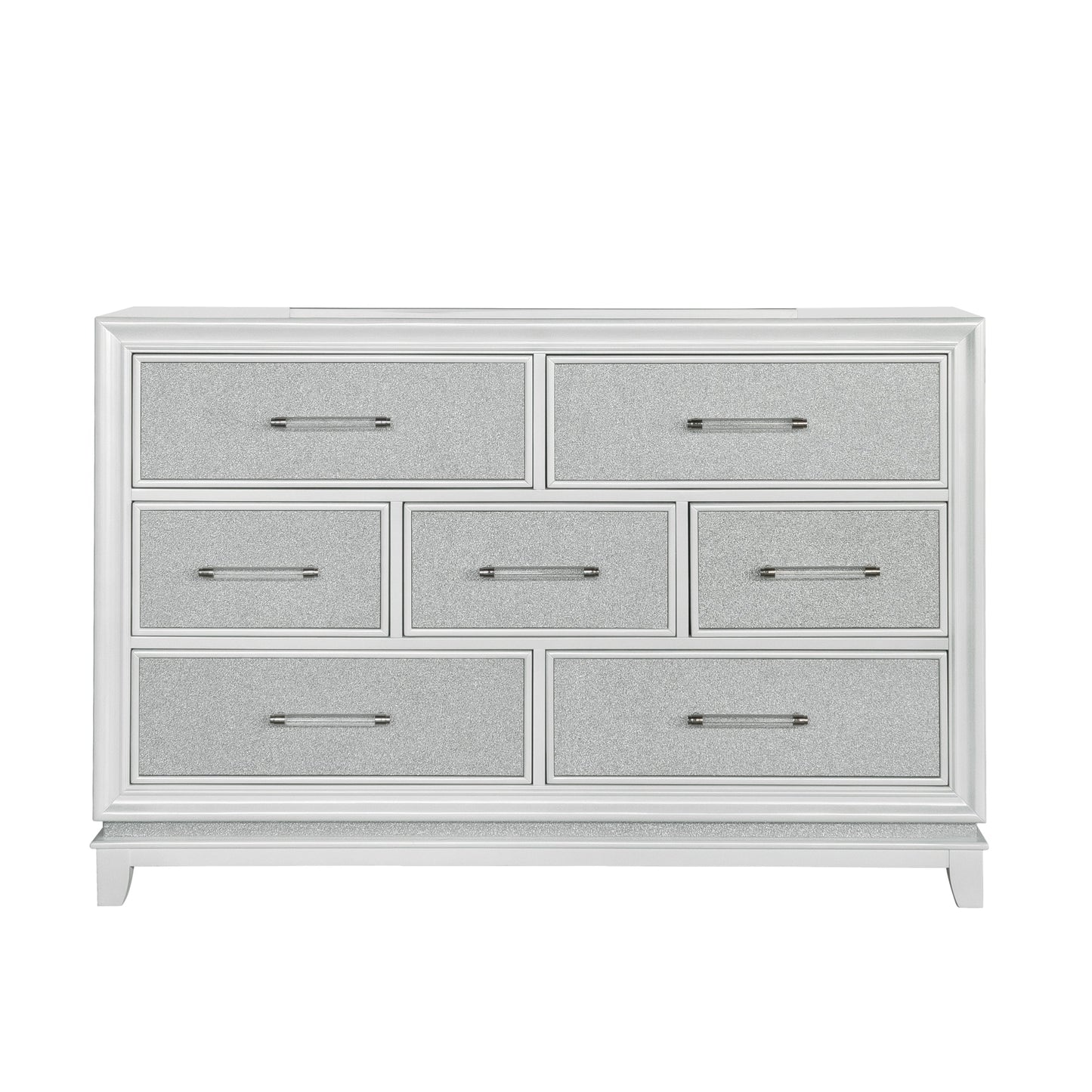 Galaxy 7-Drawer Bedroom Dresser with LED Lights, Pearlized White