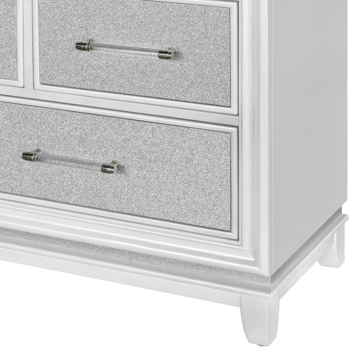 Galaxy 7-Drawer Bedroom Dresser with LED Lights, Pearlized White