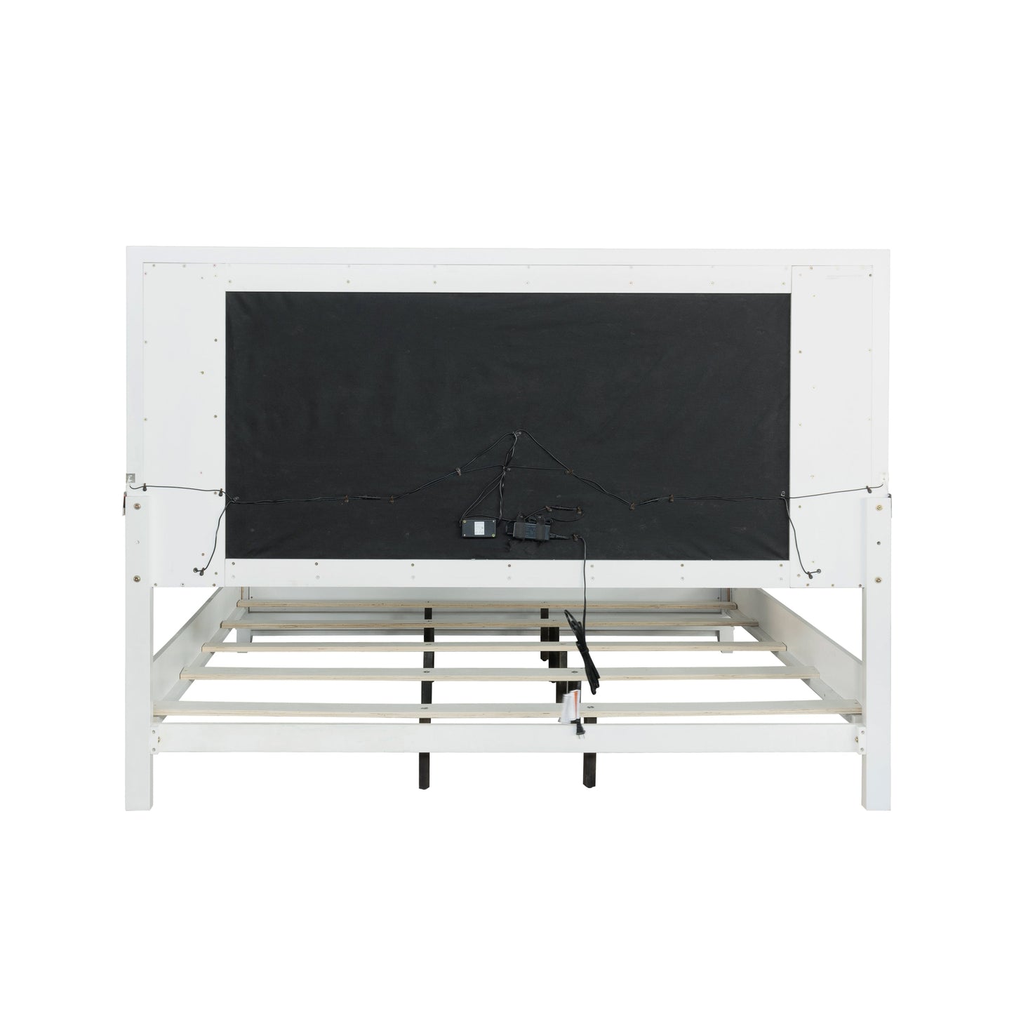 Galaxy Upholstered Tufting Panel Bed with LED Lights, Pearlized White