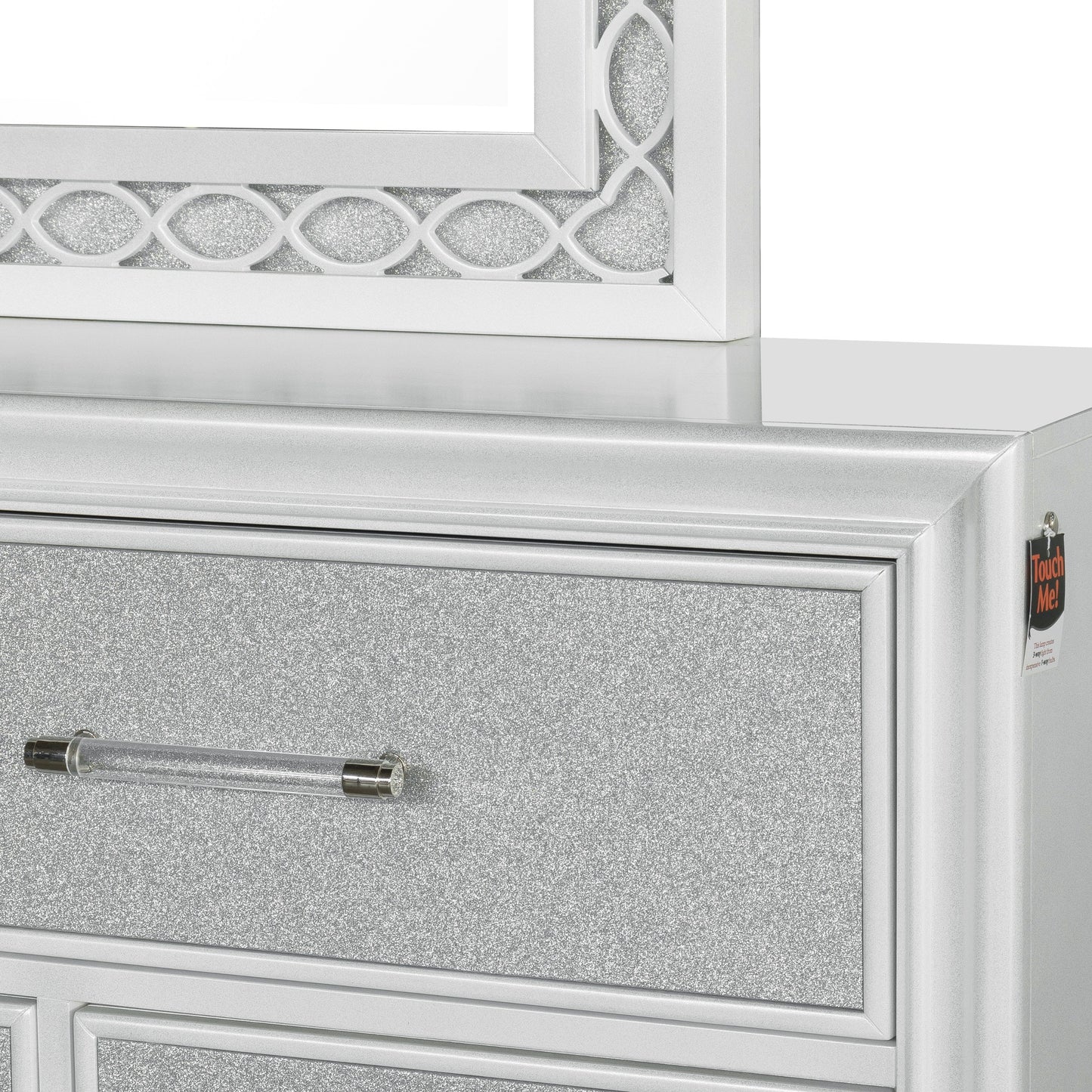 Roundhill Furniture Galaxy Bedroom Collection with LED Lights, Pearlized White