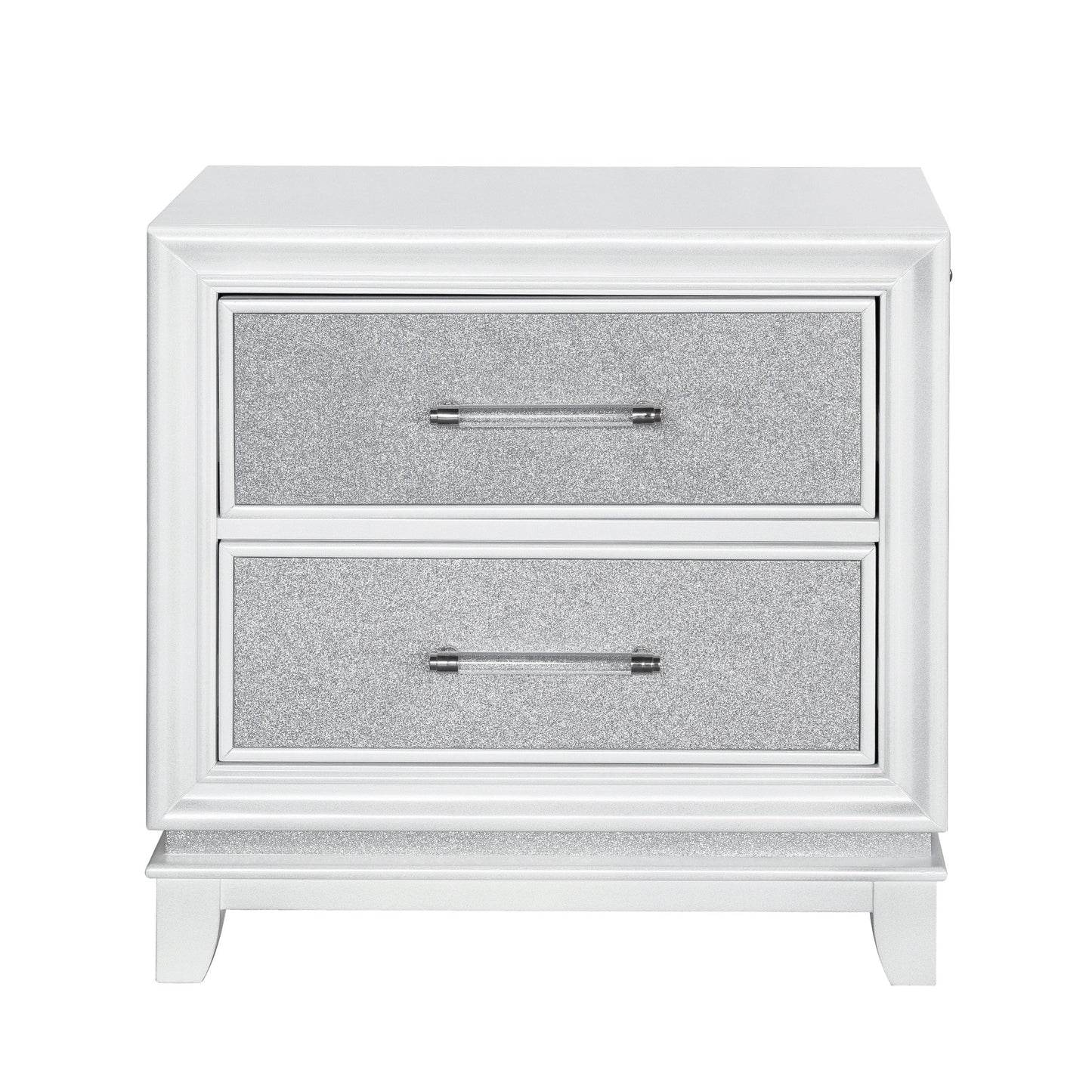 Roundhill Furniture Galaxy Bedroom Collection with LED Lights, Pearlized White