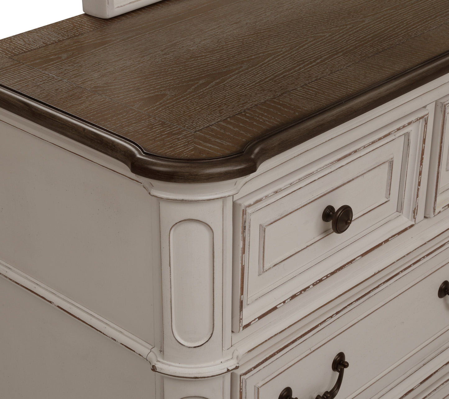 Laval Antique White and Oak Wood Chest