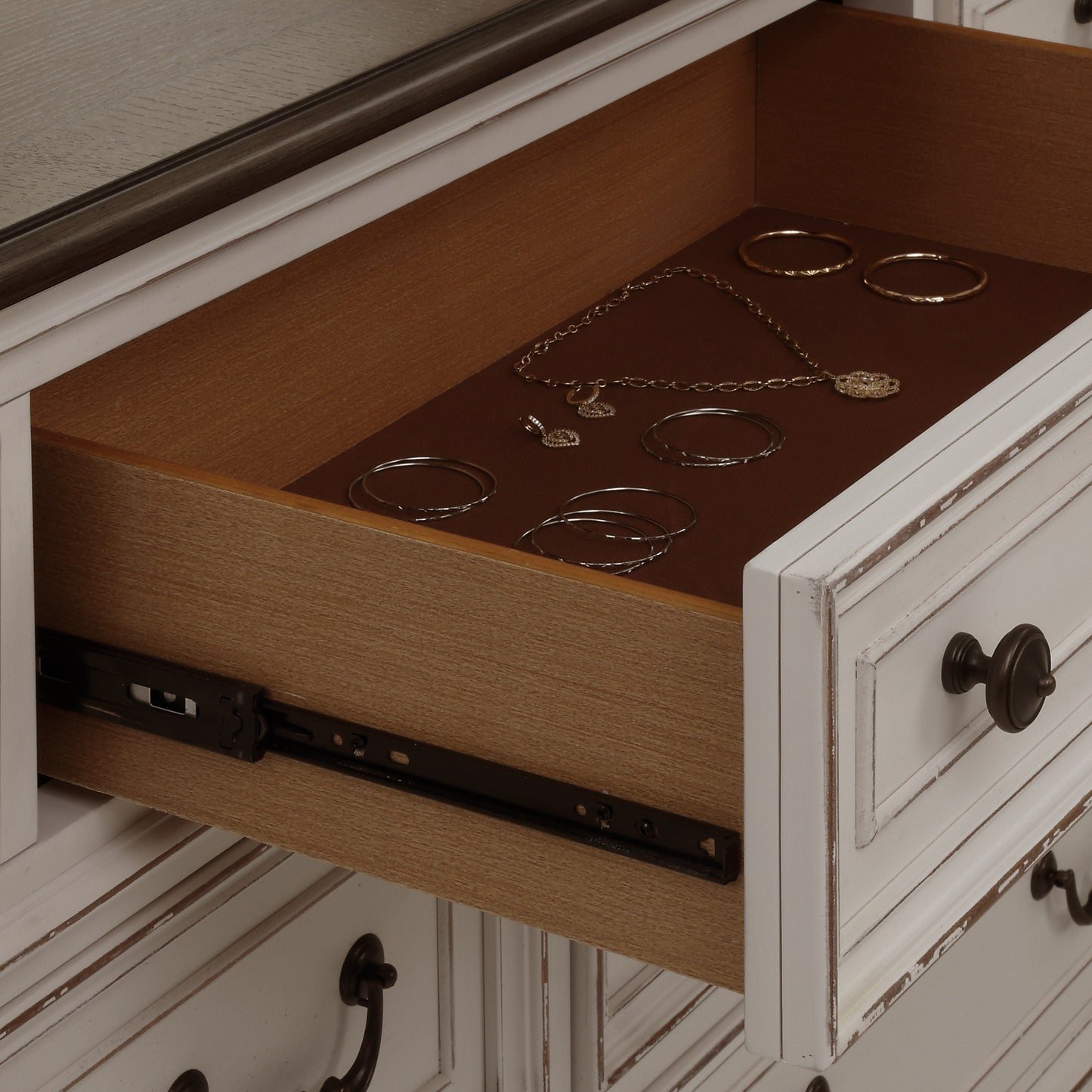 Laval Antique White and Oak Wood Chest