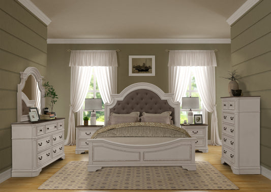 Laval Wood Bedroom Collection, Antique White and Oak