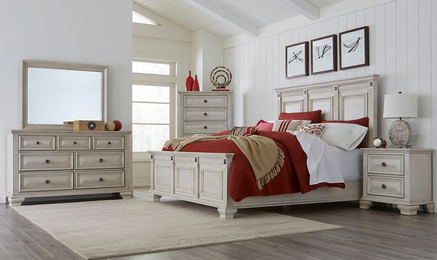 Renova Distressed Parchment Wood Bedroom Collection