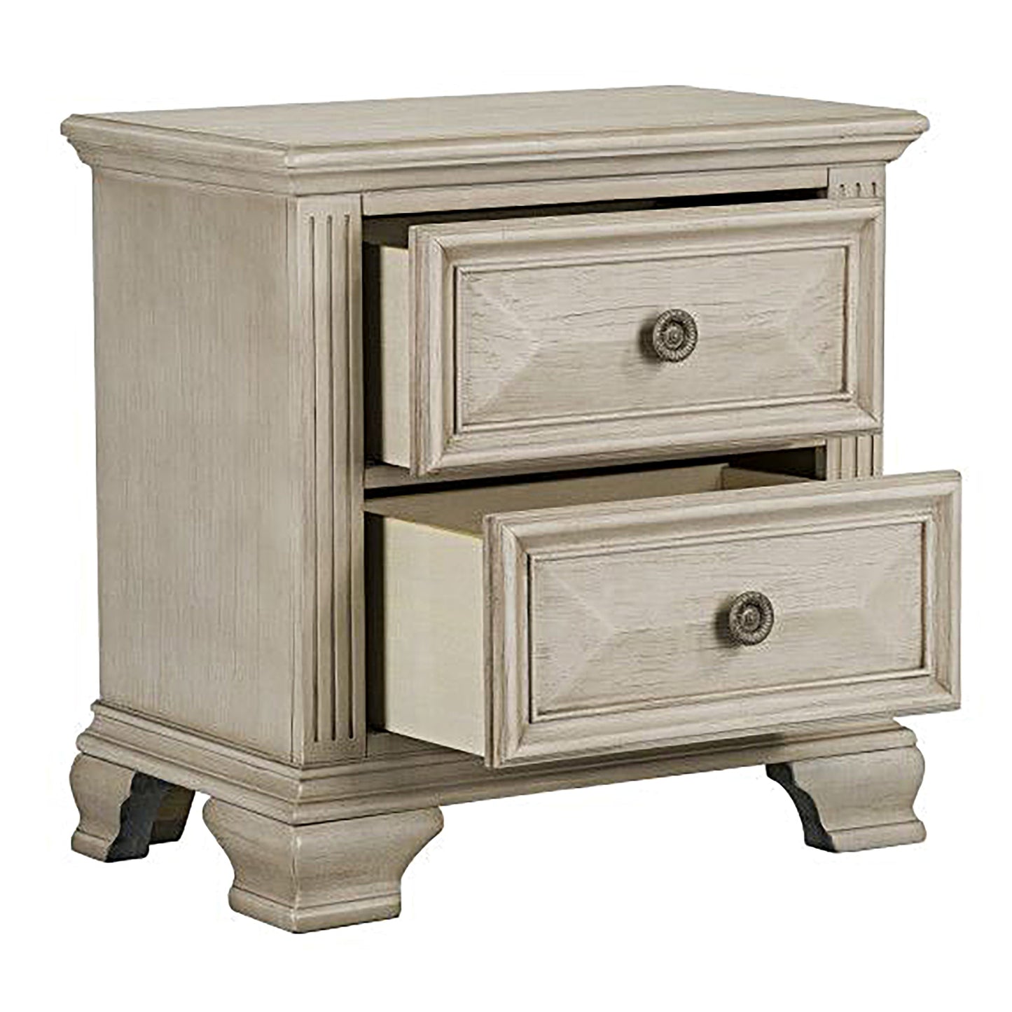 Renova Distressed Parchment 2-Drawer Nightstand