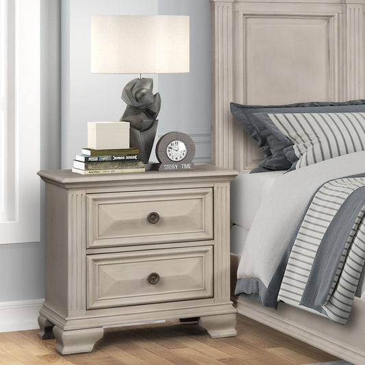 Renova Distressed Parchment 2-Drawer Nightstand